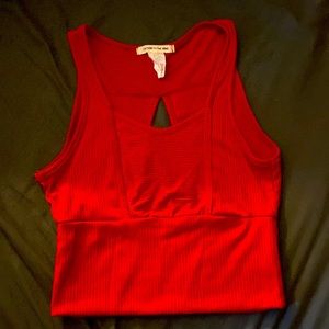 Red caution to wind crop top